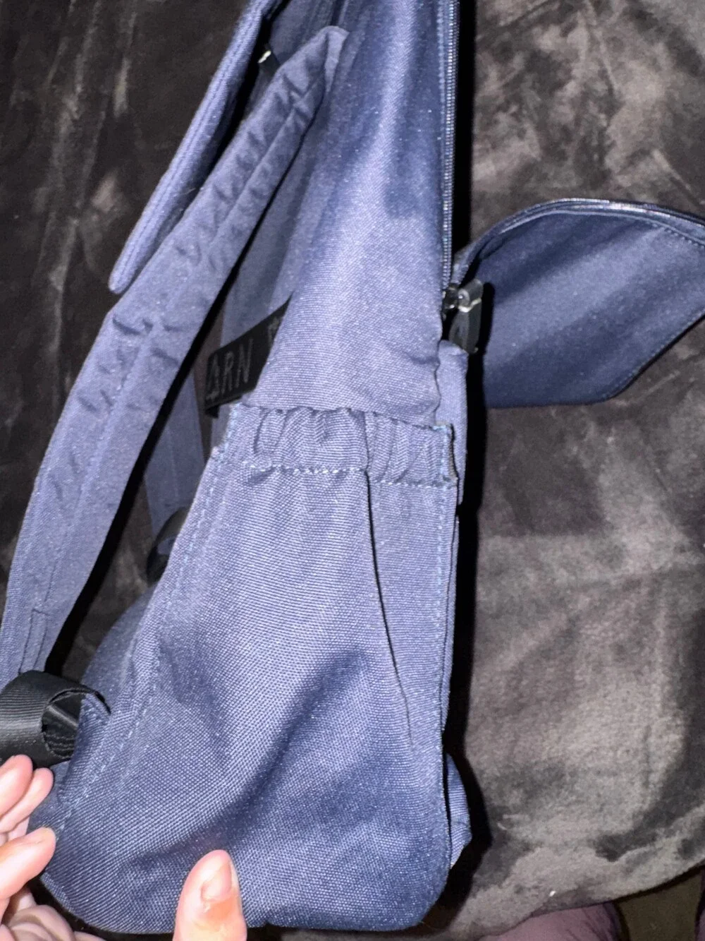 REBARN Navy Polyester Backpack with Multiple Compartments